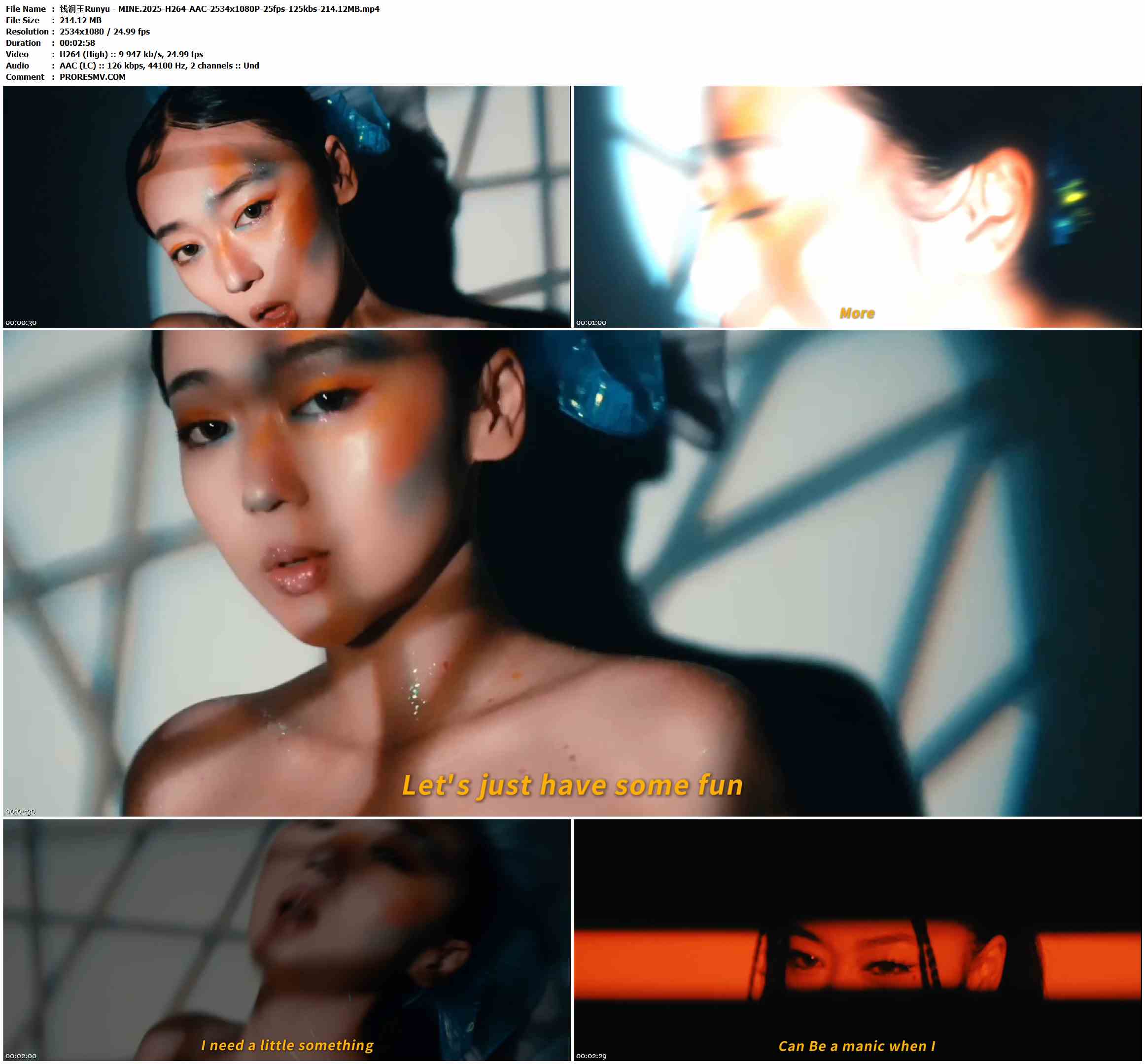 钱润玉Runyu - MINE.2025-H264-AAC-2534x1080P-25fps-125kbs-214.12MB官方MV_高清MV